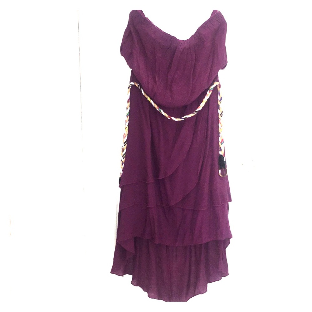 Purple strapless dress